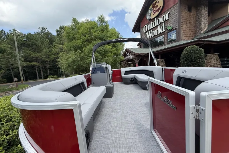 Slide: The Image of 2026 Sun Tracker Party Barge 16 DLX pontoon boat at Outdoor World store. - 3