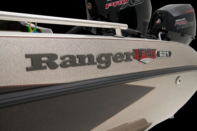 Slide: The Image of 2026 Ranger 621FS Cup-Equipped boat dashboard with Garmin display and controls. - 14