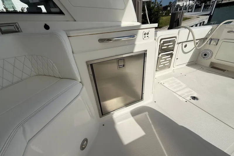Slide: The Image of Luxurious interior of 2021 World Cat 400 DC-X boat with stainless steel features. - 25