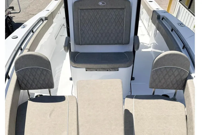 Slide: The Image of 2026 Sea Hunt Gamefish 30 Forward Seating with luxurious beige upholstery and spacious layout. - 22
