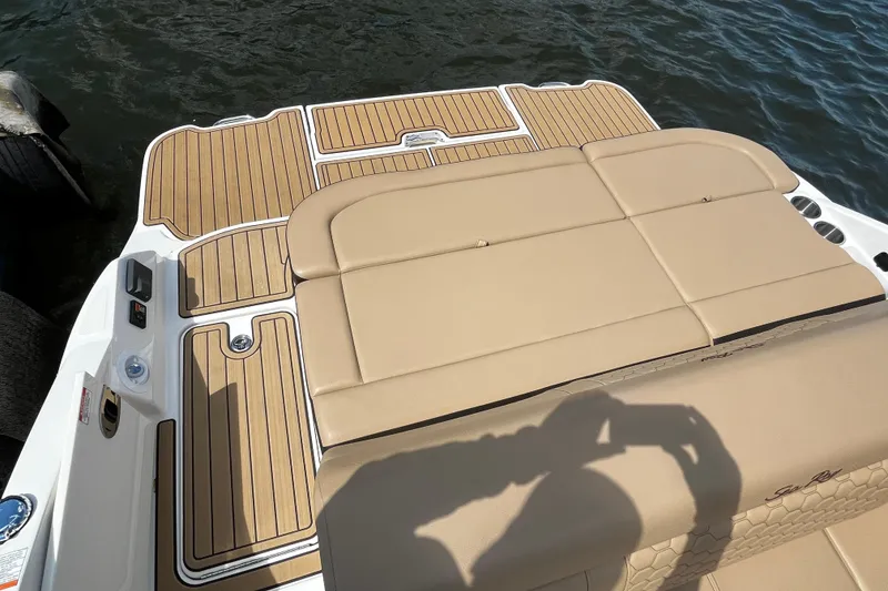 Slide: The Image of Manufacturer Provided Image: 2019 Sea Ray SDX 270 swim platform with colorful water gear. - 6