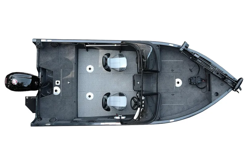 Slide: The Image of Manufacturer Provided Image: Top view of 2026 Crestliner 1750 Hawk WT fishing boat with dual seats and motor. - 6
