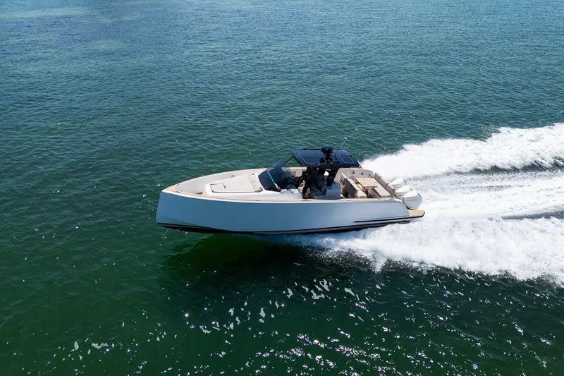Slide: The Image of 2022 Pardo Yachts 38 cruising on a sunny day in open waters. - 16