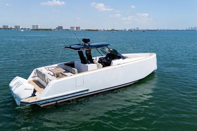 Slide: The Image of Interior cabin of 2022 Pardo Yachts 38, featuring twin beds and modern wood finish. - 22