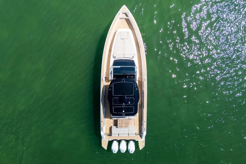 Slide: The Image of Luxurious cabin interior of 2022 Pardo Yachts 38 with modern design and cozy bedding. - 24