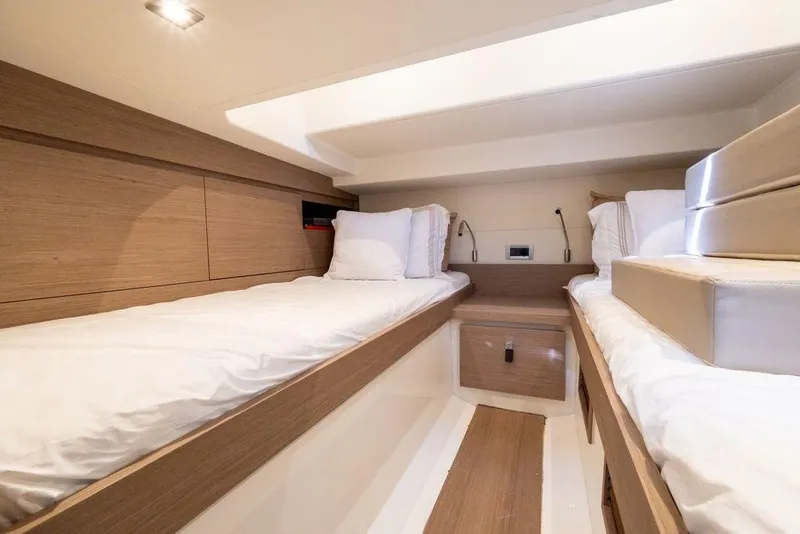 Slide: The Image of Cockpit of 2022 Pardo Yachts 38 with steering wheel and control panel. - 34