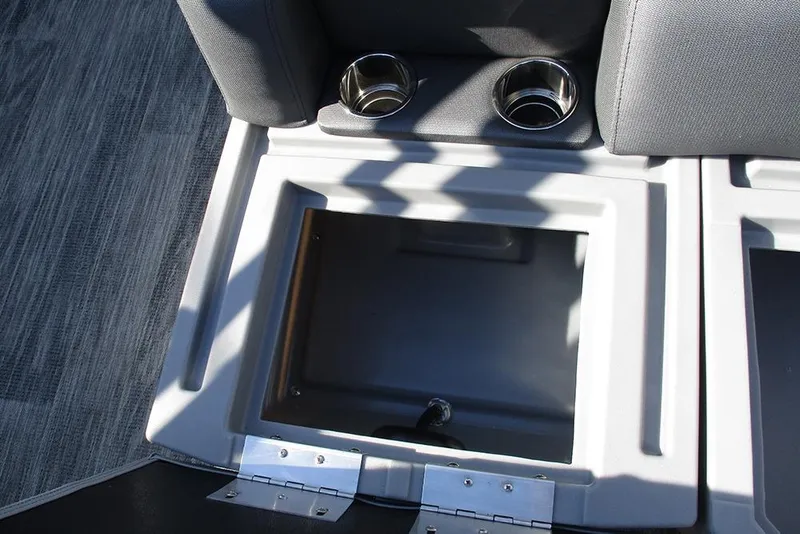 Slide: The Image of Storage compartment and cup holders on 2026 Bentley Pontoons Fish 240 N-Cruise. - 21