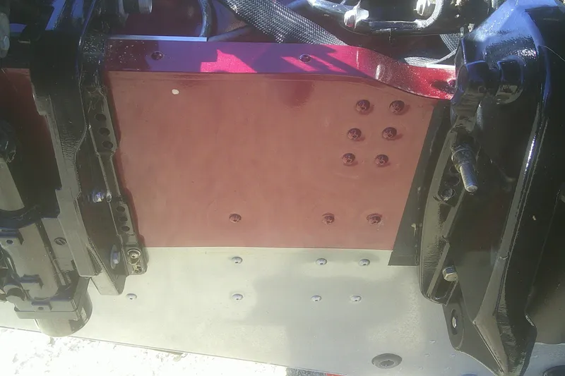 Slide: The Image of Close-up of 2017 Lund 1875 Crossover XS boat transom with mounting hardware. - 27