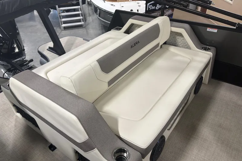 Slide: The Image of 2026 Alera M25Q boat interior with plush seating and modern design. - 13