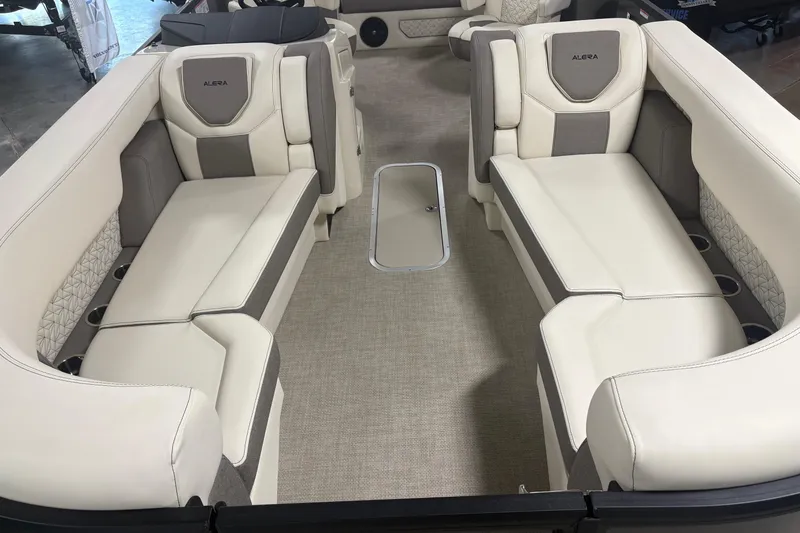 Slide: The Image of Luxurious interior of 2026 Alera M25Q boat with plush seating and modern design. - 5