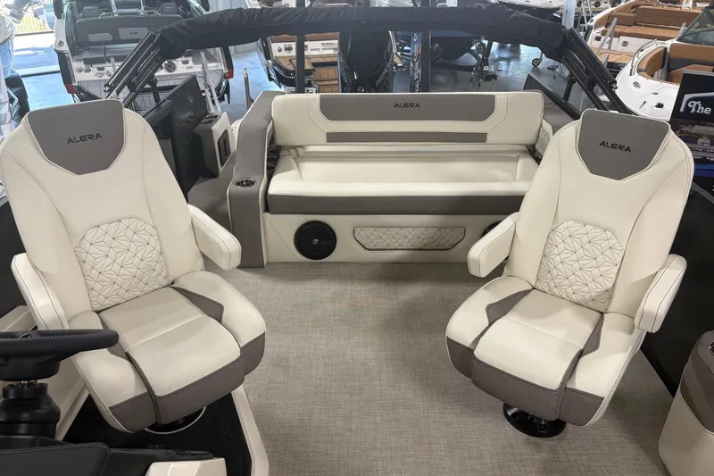 Slide: The Image of Luxury seating in 2026 Alera M25Q boat, featuring modern design and premium upholstery. - 9