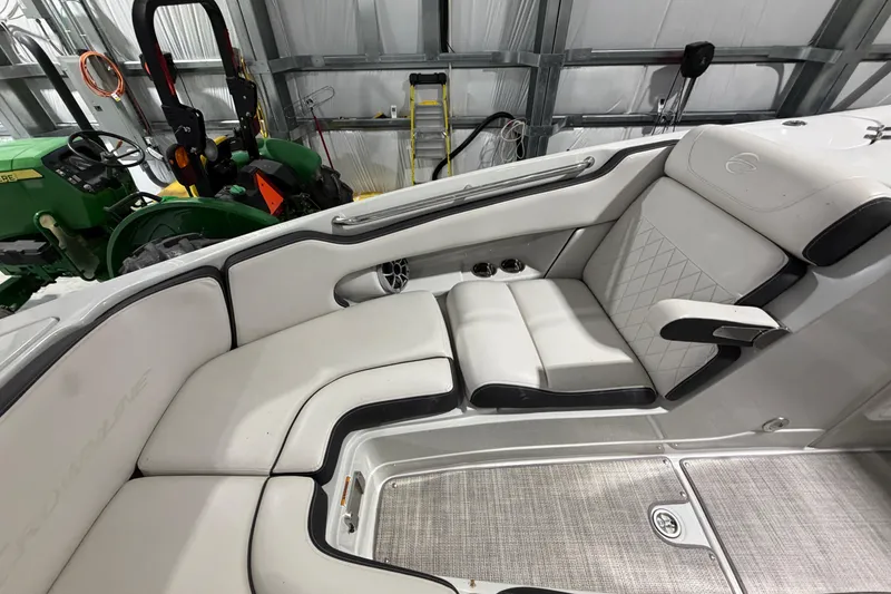 Slide: The Image of Luxurious interior of 2023 Crownline 280 SS boat with plush seating and modern design. - 5