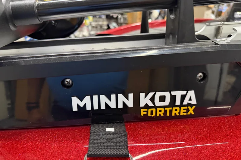 Slide: The Image of Minn Kota Fortrex motor on 2026 Skeeter ZX150 boat, close-up view. - 10