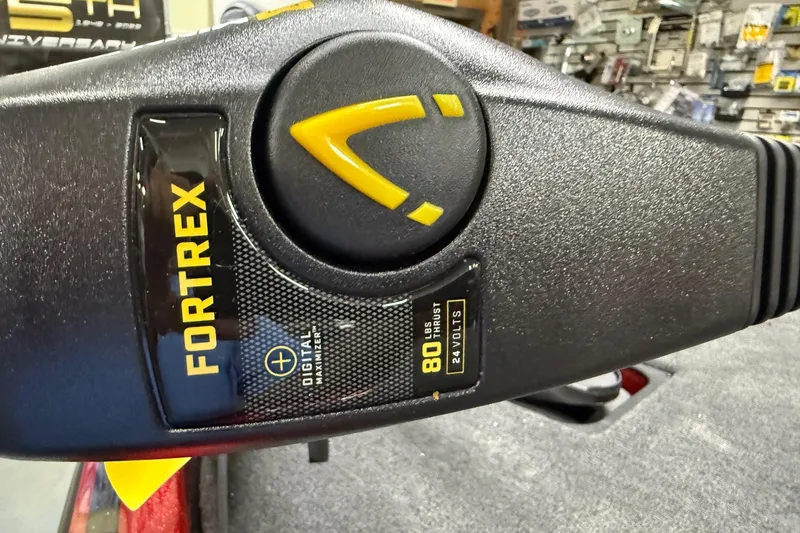 Slide: The Image of Close-up of Fortrex trolling motor on 2026 Skeeter ZX150 boat, 80 lbs thrust, 24 volts. - 11