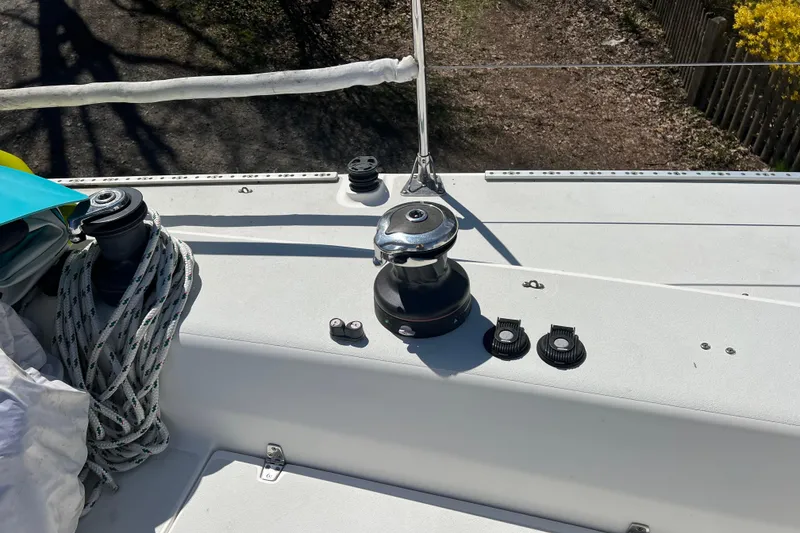 Slide: The Image of Deck of 1998 J Boats J/120 sailboat with winch and ropes. - 11