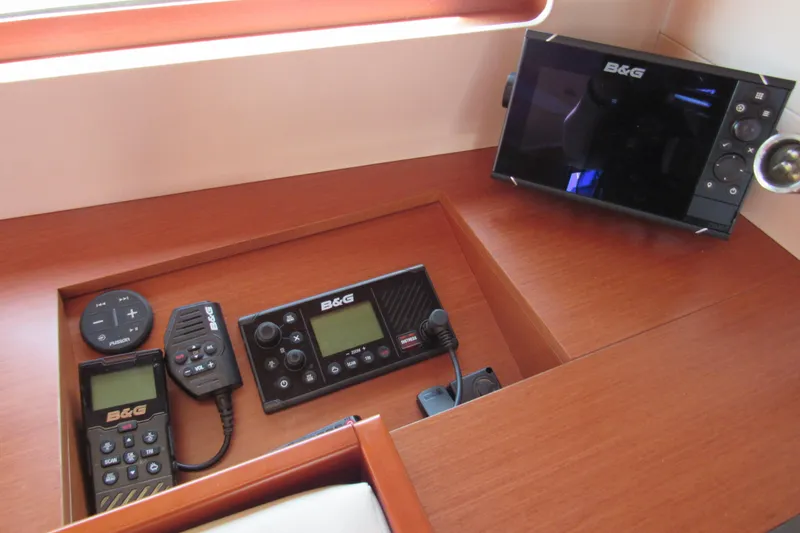 Slide: The Image of Navigation equipment on a 2020 Beneteau Oceanis 46.1 yacht, featuring B&G devices. - 33