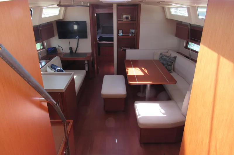 Slide: The Image of Luxurious interior of 2020 Beneteau Oceanis 46.1 yacht with elegant seating and modern amenities. - 37