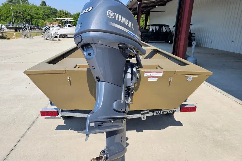 Slide: The Image of 2026 G3 Gator Tough 1652 VBW boat with Yamaha outboard motor on trailer. - 3