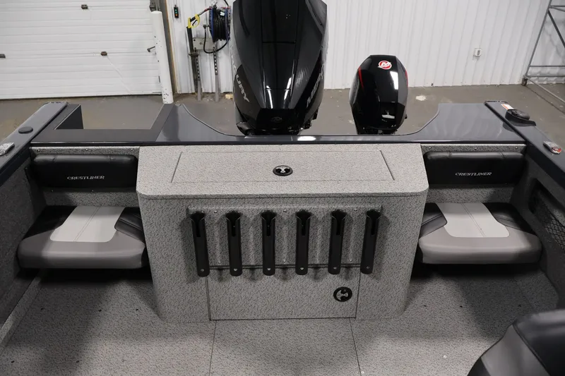Slide: The Image of 2026 Crestliner 2050 Authority boat interior with seating and rod holders. - 43