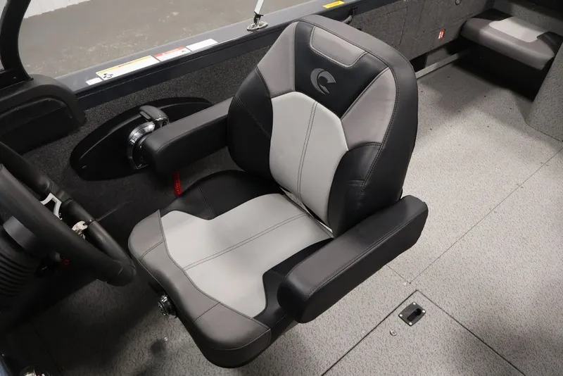 Slide: The Image of 2027 Crestliner 2050 Authority boat interior with a sleek, modern captain's chair. - 38
