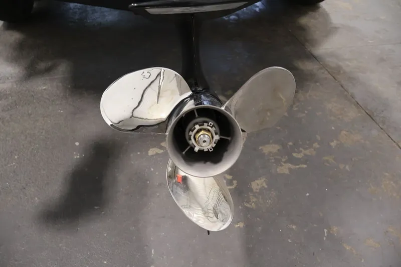 Slide: The Image of Propeller of 2027 Crestliner 2050 Authority boat on concrete floor. - 42