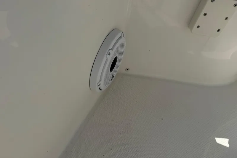 Slide: The Image of 2020 World Cat 325 CC boat interior with speaker detail. - 33