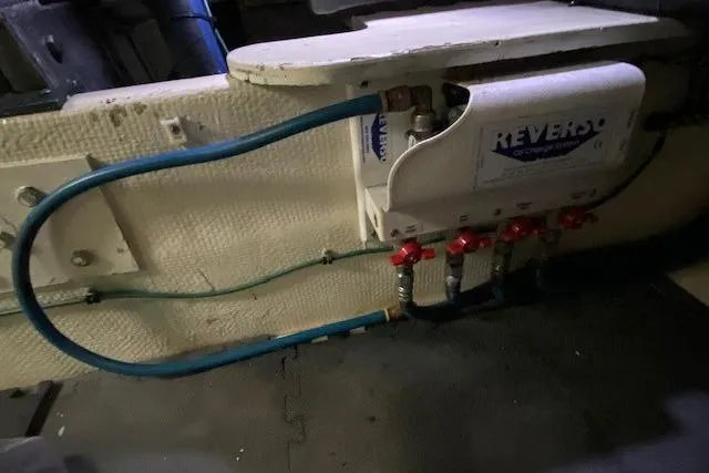Slide: The Image of Engine room of 1977 Uniflite 42 Convertible with Reverso oil change system. - 26