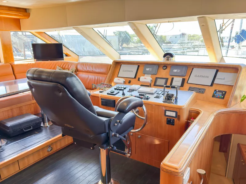 Slide: The Image of Interior of 2004 Cheoy Lee 68 Motor Yacht with helm station. - 17