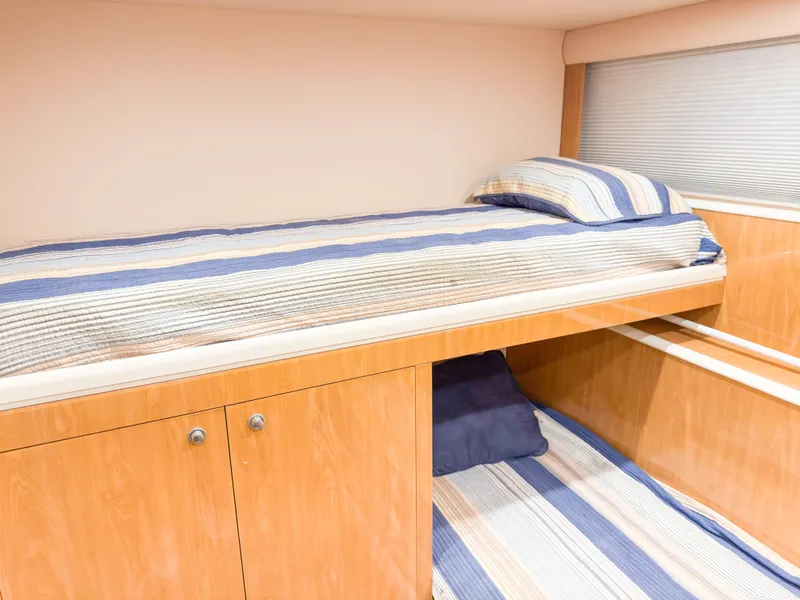 Slide: The Image of Interior of Cheoy Lee 68 Motor Yacht, bunk bed cabin, year 2004. - 42