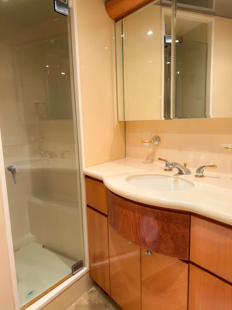 Slide: The Image of Luxurious bathroom on a 2004 Cheoy Lee 68 Motor Yacht. - 49