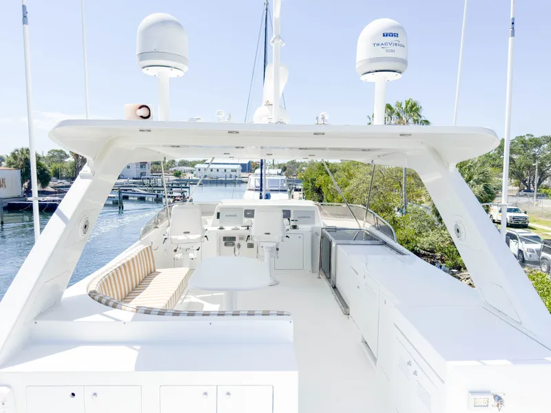 Slide: The Image of Cheoy Lee 68 Motor Yacht 2004, spacious deck with seating area. - 7