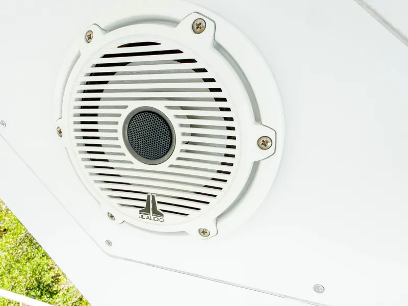 Slide: The Image of JL Audio speaker on Cheoy Lee 68 Motor Yacht, year 2004. - 9