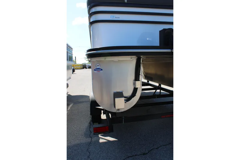Slide: The Image of Rear view of 2025 SunCatcher Select 20FC pontoon boat on trailer. - 22