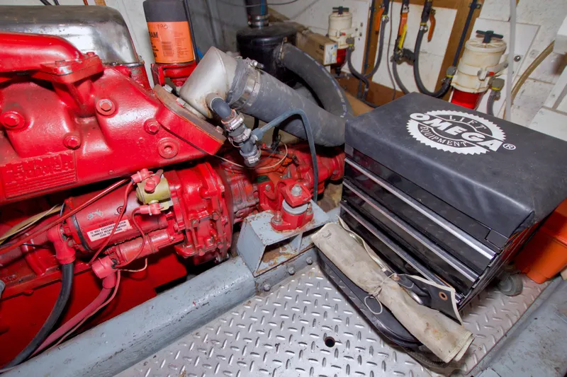 Slide: The Image of Engine room of a 1984 Present Yachts 42 Sundeck with Omega equipment. - 79