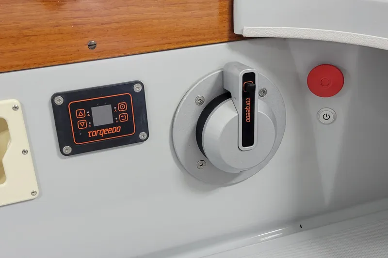 Slide: The Image of Control panel of a 2018 C.W. Hood 32 Daysailer featuring Torqeedo throttle and display. - 12