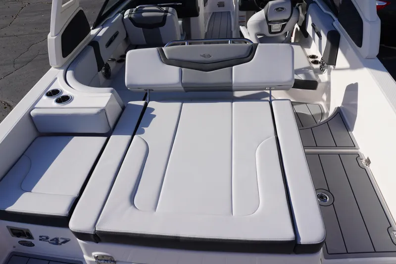 Slide: The Image of 2026 Chaparral 247 SSX boat interior with luxurious seating and modern design. - 10