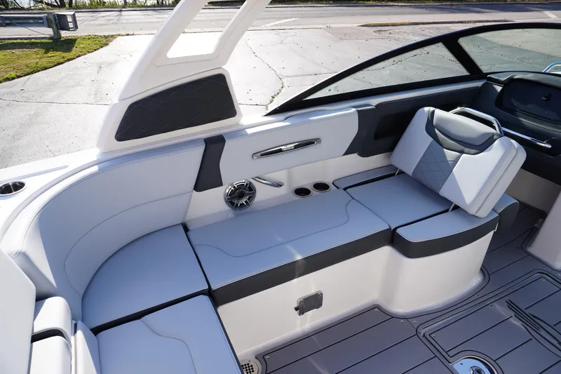 Slide: The Image of 2026 Chaparral 247 SSX boat interior with luxurious seating and modern design. - 33