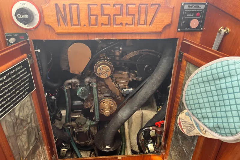 Slide: The Image of Engine compartment of a 1982 Bristol 38.8 with serial number. - 35