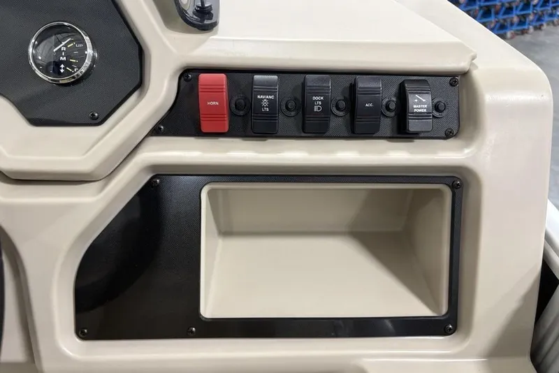 Slide: The Image of Control panel of 2026 Godfrey XPERIENCE 2086 boat with switches and gauge. - 17