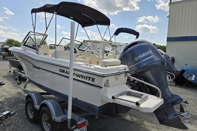 Slide: The Image of 2015 Grady-White Freedom 205 boat with Yamaha engine on trailer. - 28