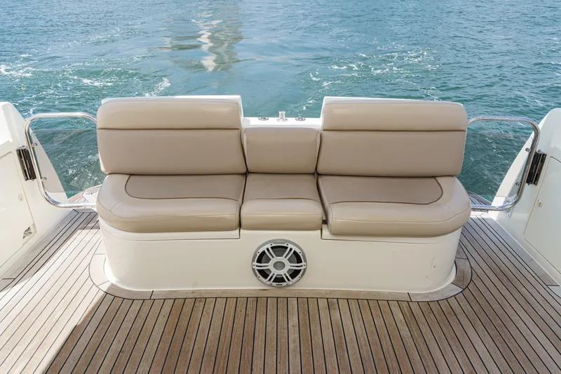 Slide: The Image of Luxury seating on 2004 Azimut 46 yacht with teak deck and ocean view. - 35