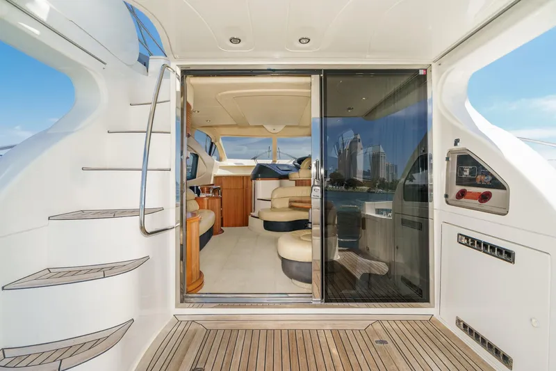 Slide: The Image of Luxurious 2004 Azimut 46 yacht interior with elegant seating and modern design. - 38