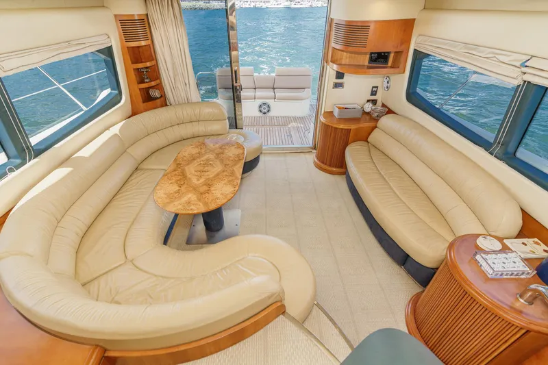 Slide: The Image of Luxurious interior of a 2004 Azimut 46 yacht with elegant leather seating. - 40