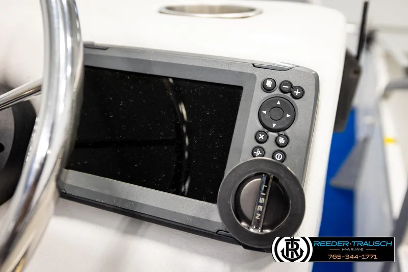 Slide: The Image of Close-up of a Hydra 192-23 boat control panel with steering wheel, 1994 model. - 31