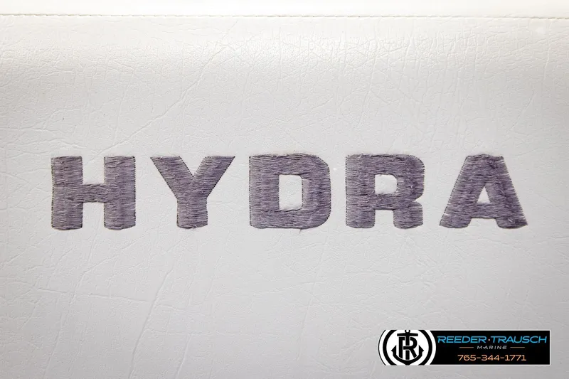 Slide: The Image of Hydra logo on white surface, featuring Reeder-Trausch Marine branding and contact information. - 37