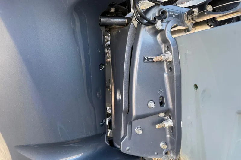 Slide: The Image of Close-up of mechanical components on a 1984 Ocean Yachts 55 Super Sport. - 50