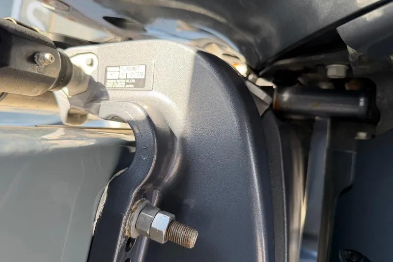 Slide: The Image of Close-up of mechanical components on a 1984 Ocean Yachts 55 Super Sport boat. - 55