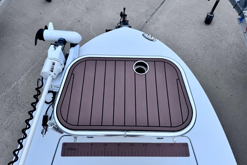 Slide: The Image of 2016 East Cape Fury boat deck with trolling motor and SeaDek mat. - 17