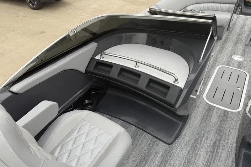 Slide: The Image of Interior of 2026 Bennington 25 QFBWA boat with luxurious seating and modern design. - 11