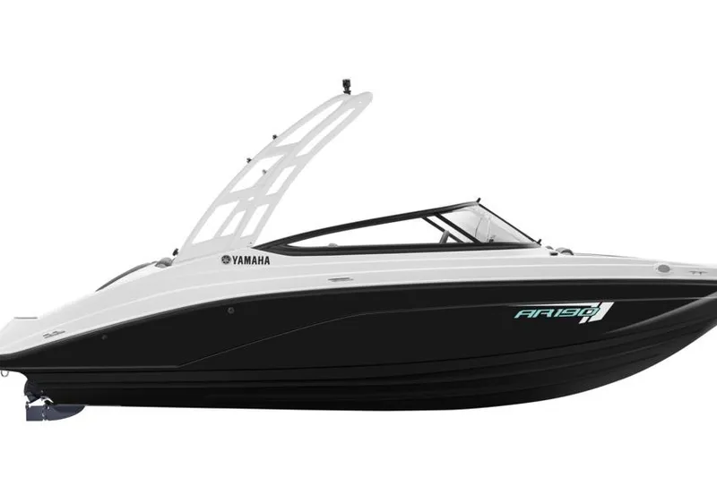 The Image of 2026 Yamaha Boats AR190, sleek black and white design, side view. - 0
